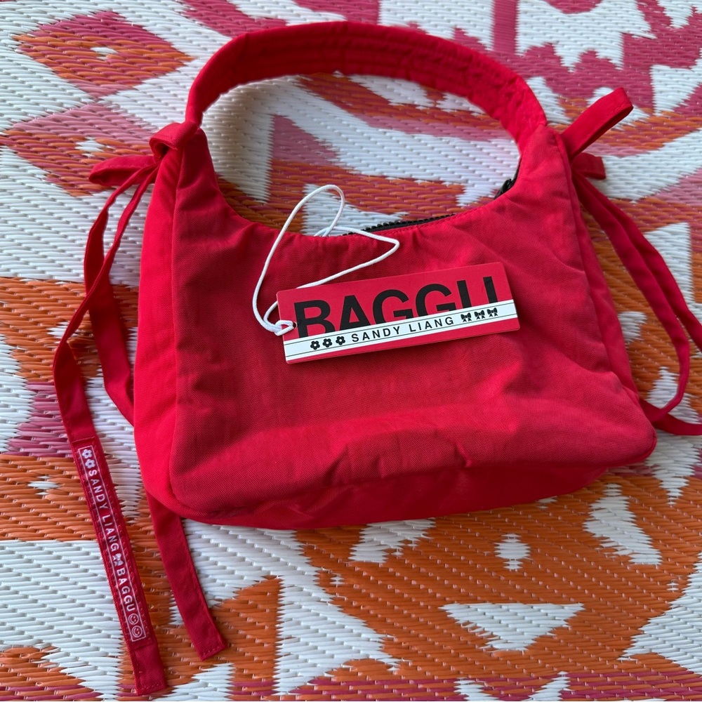 Baggu X Sandy Liang mini bow Bag in Candy Apple